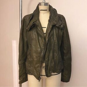 All Saints Brown Leather Moto Jacket Size UK12/US6